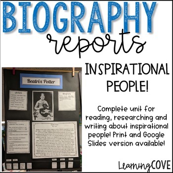 Preview of Biography Research Writing Reports to use with any book