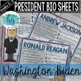 Biography Sheets for U.S. Presidents (Print and Digital)