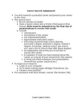 Preview of Biography Speech Assignment, rubric& Biography Outline Template (editable)