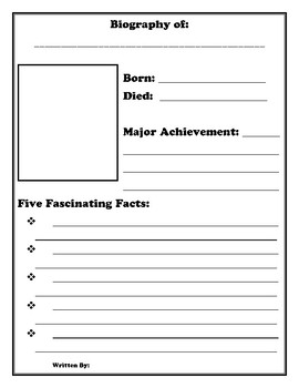 simple biography template for students