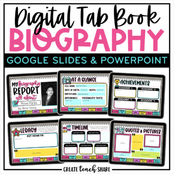 Preview of Biography Template | Digital Tab Book | Google Slides & PowerPoint