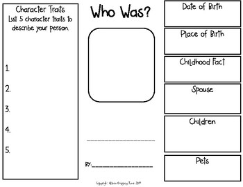 Eighth Grade Back to School Trifold Biography Activity