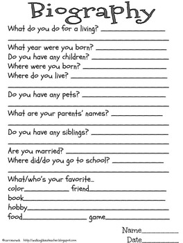 biography questions for elementary students