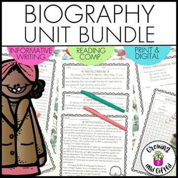 Preview of Biography Unit Bundle with Informative Writing and Reading Comprehension