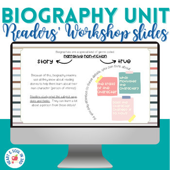 Preview of Biography Unit Teaching & Student Slides - Readers Workshop - FULL DIGITAL UNIT