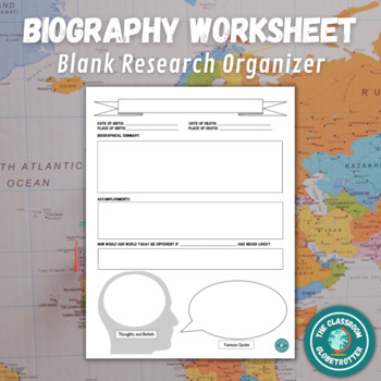 Preview of Biography Worksheet - Blank Research Organizer