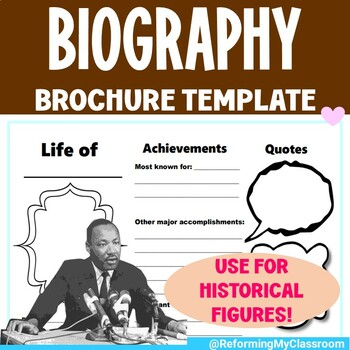 Preview of Biography Writing Brochure Template -Women’s History Month Mini Research Project