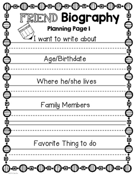 Biography Writing Grades Kindergarten and 1 by Kim's Creations | TpT
