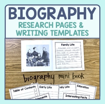 Preview of Biography Writing - Research Page and Book Template