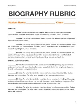 biography writing rubric