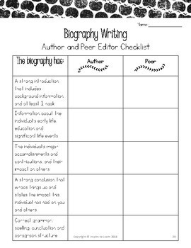 lesson plan on writing a biography