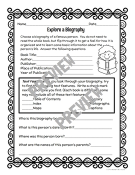 biography and autobiography activities
