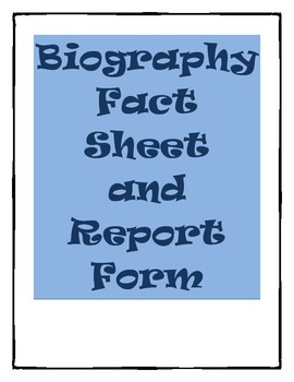 Preview of Biography fact sheet and report sheet