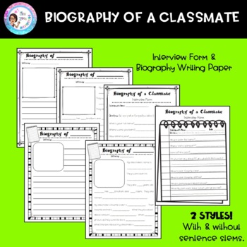 Preview of Biography of a Classmate - A first week writing activity