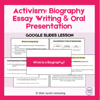 Preview of Biography on an Activist: Essay Writing (Google Slides Overview & Essay Package)