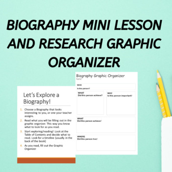 Preview of Biography lesson and graphic organizer printable