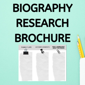 Preview of Biography research graphic organizer printable Trifold brochure template