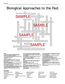 Preview of Biological Approaches to the Past Crossword