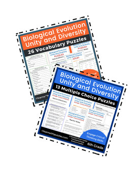 Preview of Biological Evolution Unity Diversity Puzzle Worksheets 6th Grade Printable