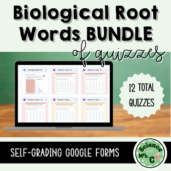 Preview of Biological Root Words Quizzes BUNDLE