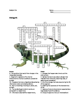 Preview of Biology #01 - Study of Life - Crossword Puzzle