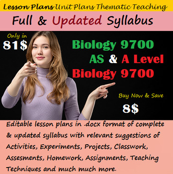 Preview of Biology 9700 AS & A Level Biology 9700 Lesson Plans/ Unit Plans/ Thematic Plans