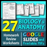Biology & Anatomy Homework Review / Test Prep BUNDLE | Pri