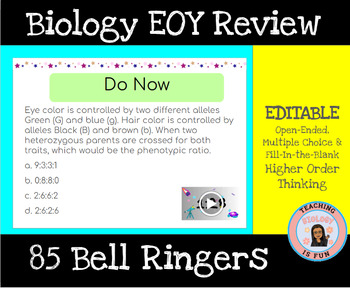 Preview of Biology Back to School Bell Ringers Exit Ticket Warm Up Questions EDITABLE