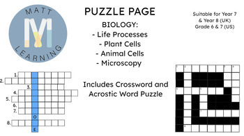 Preview of Biology - Cells Puzzle Page