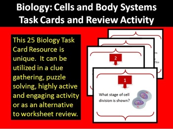 Preview of Biology: Cells and Body Systems Task Cards & Review Activity-Unique and Engaging