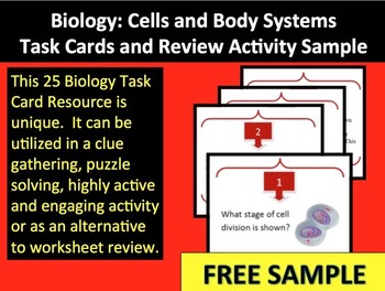 Preview of Biology: Cells and Body Systems Task Cards and Review Activity Sample