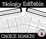 Biology Choice Boards End of Year Summer Assignment EDITAB