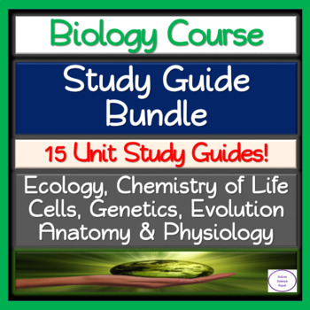 Preview of Biology Course: 15 Unit Study Guide Bundle
