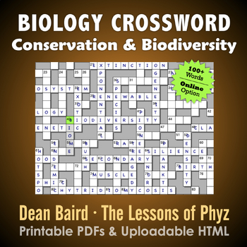 Preview of Biology Crossword Puzzle - 21. Conservation and Biodiversity