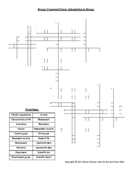 Preview of Biology Crossword Puzzle - Introduction to Biology
