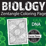 Biology: DNA Zen Coloring Page; Cells, Nucleus, DNA