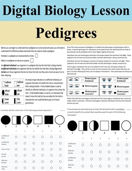 Preview of Digital Biology Lesson - Pedigrees - Distance Learning