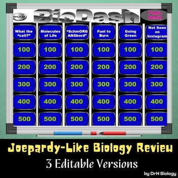 Preview of Biology EOC STAAR Jeopardy Style Review Game