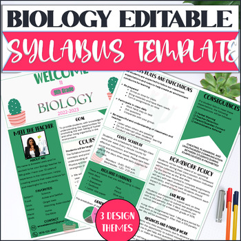 Preview of Biology Editable Syllabus Template |High School Biology Syllabus |Back To School