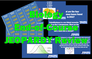 Preview of Biology End-of-Course Jeopardy Review