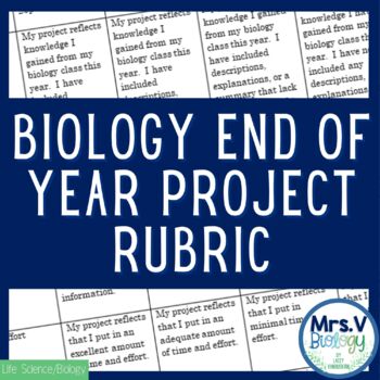 Preview of Biology End of the Year Open-Ended Project Rubric