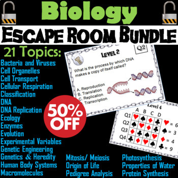 Preview of Biology Escape Room Science: Genetics, Heredity, Mitosis, Meiosis, Evolution etc