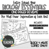 Biology Essentials One-Pager Reviews Black & White Bundle 