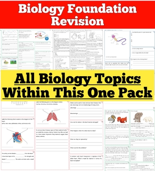 Preview of Biology Foundation Revision worksheets | All Biology Topics Within This One Pack