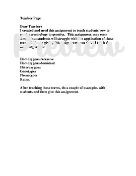 Preview of Biology - Genetics - Word Punnett Squares with Answer Key