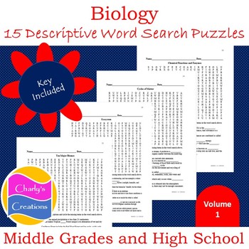 Preview of Biology High-Level Word Search [15 Descriptive Printable Puzzles]