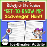 Biology Ice Breaker Back to School Scavenger Hunt