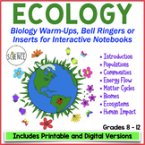 ECOLOGY Warm Ups and INB Pages | Printable and Digital Distance Learning