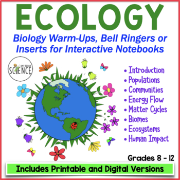 Preview of ECOLOGY Bell Ringers Warm Ups Ecosystems, Populations, Ecological Relationships