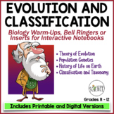 Evolution and Classification Warm Ups | Printable and Digi